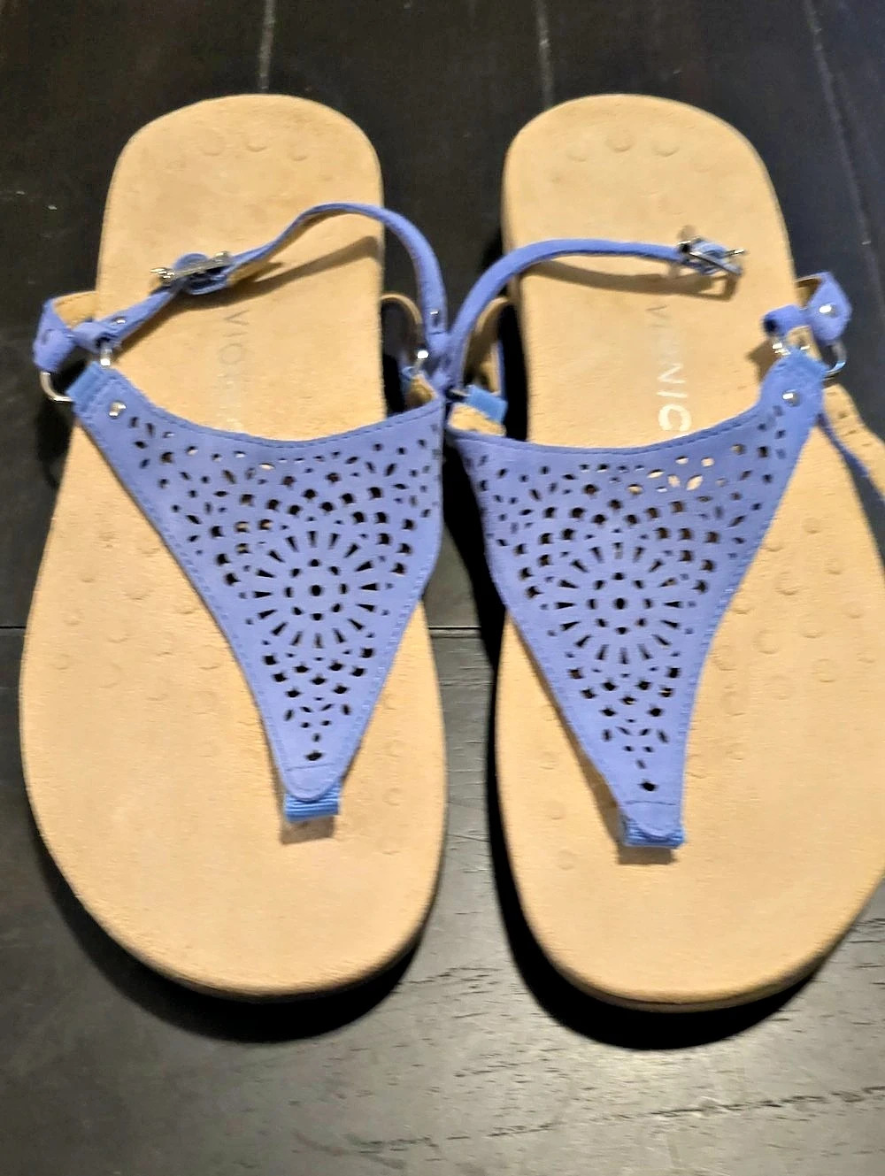 NWOT Vionic Perforated Toe Post Sandals in Blue